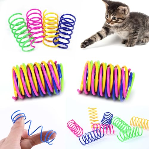 Nepfaivy Interaktives Katzenspielzeug Spirale zur Selbstbeschäftigung - 20 Stück Spirale Spielzeug für Katzen, BPA-freies Sprungfeder Spielzeug für Katzen Kitten zum Spielen Treten von Nepfaivy