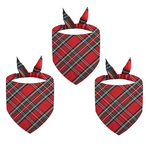 Nereds Hundehalstücher mit Schottenkaro-Muster, verstellbar, waschbar, Dreieck, für kleine, mittelgroße und große Hunde, 3 Stück Nereds Hundehalstücher mit Schottenkaro-Muster, verstellbar, waschbar, Dreieck, für kleine, mittelgroße und große Hunde, 3 Stück von Nereds