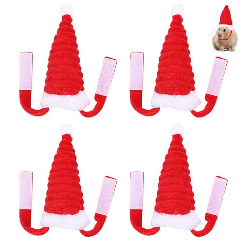 Nereds Weihnachtsmütze für kleine Haustiere, warm, für den Winter, für Hamster, Kaninchen, Meerschweinchen, 4 Stück Nereds Weihnachtsmütze für kleine Haustiere, warm, für den Winter, für Hamster, Kaninchen, Meerschweinchen, 4 Stück von Nereds
