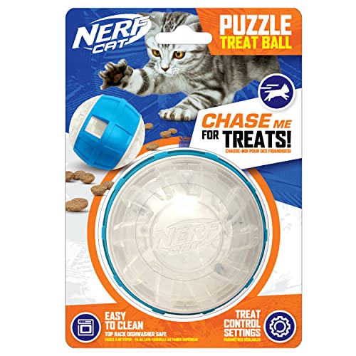 Nerf Cat EXO Puzzle Feeder Ball, 8,9 cm Leckerli-Dosierung, interaktives Spielzeug für Katzen, blau/transparent Nerf Cat EXO Puzzle Feeder Ball, 8,9 cm Leckerli-Dosierung, interaktives Spielzeug für Katzen, blau/transparent von Nerf Dog