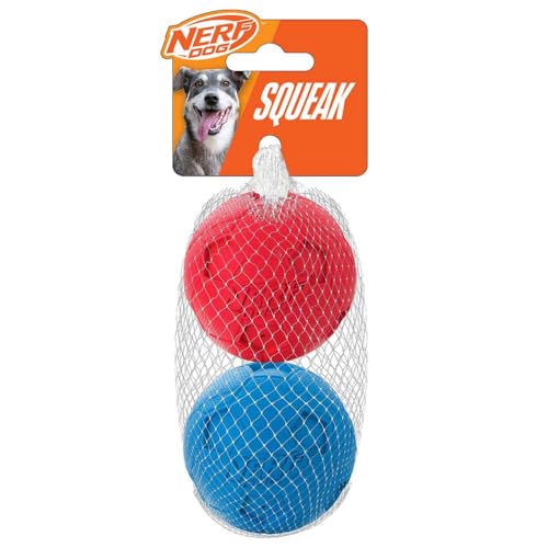 Nerf Dog (2er Pack Soccer Quietschen Ball Hundespielzeug, Rot/Blau, Klein von Nerf Dog