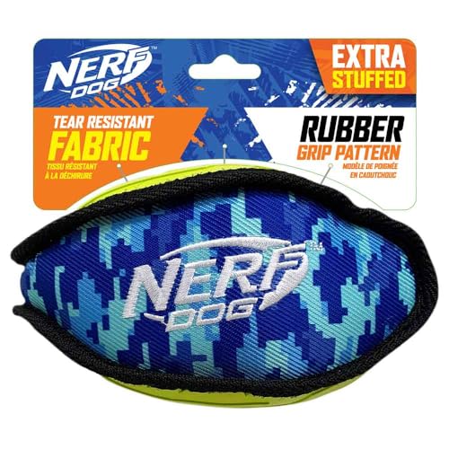 Nerf Dog 17,8 cm Tuff Rubber – Nylon Camo Plüsch Fußball Poly gefüllt – Grün/Blau von Nerf Dog