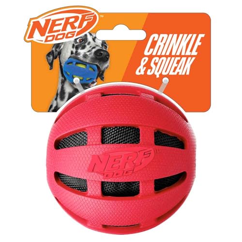 Nerf Dog Crunch and Squeak Rubber Ball Dog Toy, Medium/Large, Red by Nerf Dog Crunch and Squeak Rubber Ball Dog Toy, Medium/Large, Red by von Nerf Dog