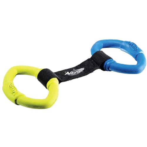 Nerf Dog Hundespielzeug 2 Ring Strap Tug, 2 Ring Ziehspielzeug für Hunde, mehrfarbig von Nerf Dog