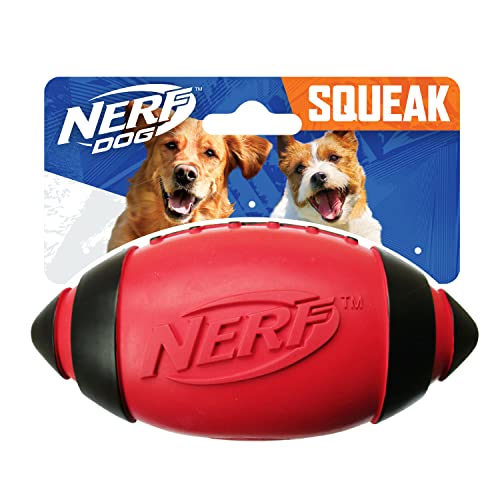 Nerf Dog Hundespielzeug Gummi Fußball mit interaktivem Quietscher, leicht, langlebig und wasserabweisend, 12,7 cm Durchmesser für mittelgroße und große Rassen, Einzeleinheit, Rot Nerf Dog Hundespielzeug Gummi Fußball mit interaktivem Quietscher, leicht, langlebig und wasserabweisend, 12,7 cm Durchmesser für mittelgroße und große Rassen, Einzeleinheit, Rot von Nerf Dog