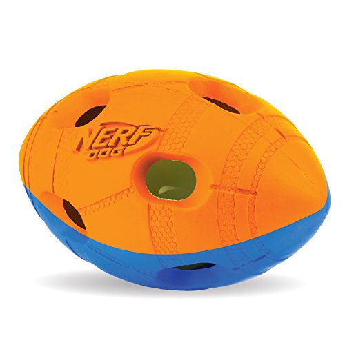 Nerf Dog Hundespielzeug LED Football, Hundespielzeug LED Ball, orange/blau, 10,2cm von Nerf Dog