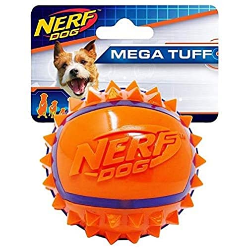 Nerf Dog Hundespielzeug TPR Spike Ball, Hundespielball, aus thermoplatischem Gummi, 9cm, blau/orange von Nerf Dog