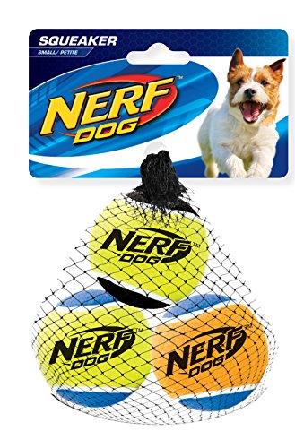 Nerf Dog Hundespielzeug Tennisbälle mit Quietscher, 5cm, 3er Pack von Nerf Dog