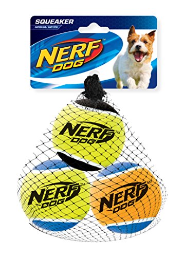 Nerf Dog Hundespielzeug Tennisbälle mit Quietscher, 6,5cm, 3er Pack von Nerf Dog