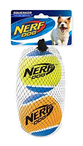 Nerf Dog Hundespielzeug Tennisbälle mit Quietscher, 7,5cm, 2er Pack von Nerf Dog