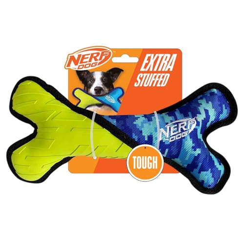 Nerf Dog Hundespielzeug aus Gummi, 27,9 cm, Nylon, Plüschknochen, Polygefüllt, horizontal, Grün/Blau Nerf Dog Hundespielzeug aus Gummi, 27,9 cm, Nylon, Plüschknochen, Polygefüllt, horizontal, Grün/Blau von Nerf Dog