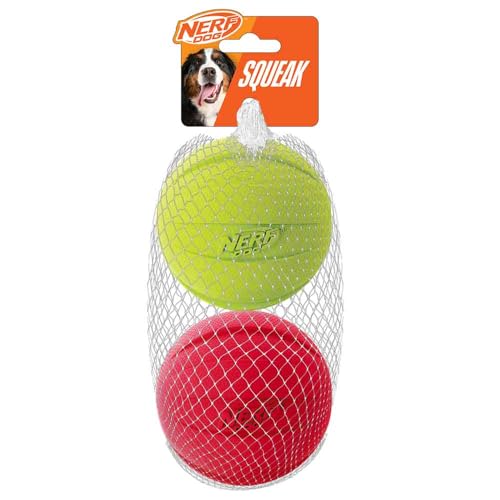 Nerf Dog Klassisches Ball-Hundespielzeug mit interaktivem Quietscher, leicht, langlebig und wasserabweisend, 9,5 cm, für mittelgroße und große Rassen, 2er-Pack, Grün und Rot Nerf Dog Klassisches Ball-Hundespielzeug mit interaktivem Quietscher, leicht, langlebig und wasserabweisend, 9,5 cm, für mittelgroße und große Rassen, 2er-Pack, Grün und Rot von Nerf Dog