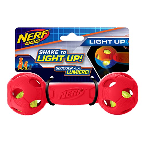 Nerf Dog Medium LED Bash Barbell Tricks Hundespielzeug, Rot von Nerf Dog