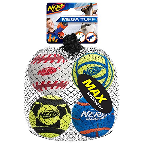 Nerf Dog Mega Stärke Sport Bälle Spielzeug, Medium, 4 Stück von Nerf Dog