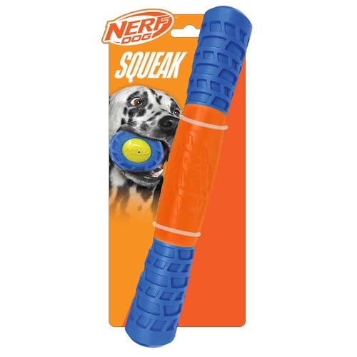 Nerf Dog Hundespielzeug Exo Quietschstab, TPR, 29,2 cm, Blau/Orange von Nerf Dog