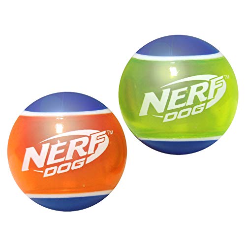 Nerf Dog TPR-LED-Tennisball, 6,4 cm, Blau/Grün und Blau/Orange, 2 Stück von Nerf Dog