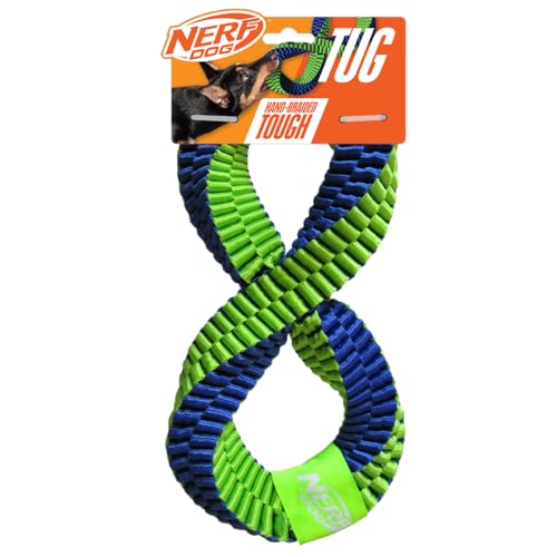Nerf Hundespielzeug, geflochtenes Nylon, Unendlichkeitssymbol, 30,5 cm, langlebig, interaktives Spielzeug für Hunde, Blau/Grün von Nerf Dog