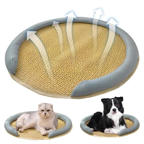 Neroyaner Katzen Kühl Matte Rattan Haustierkühlkissen Bett 30 cm Sommermatratze Atmungsaktives Kissen Schlafbett für Katzen Welpen Kätzchen von Neroyaner