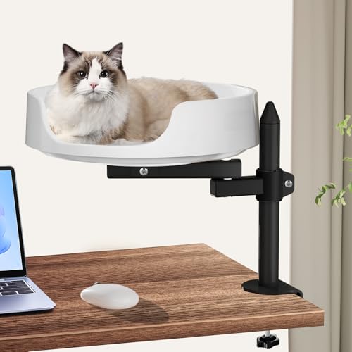 Höhenverstellbares Katzenbett für Schreibtisch 360° Drehbarer Katzenplatz mit Zwei verstellbaren Armen Haustierkissen inklusive Höhenverstellbares Katzenbett für Schreibtisch 360° Drehbarer Katzenplatz mit Zwei verstellbaren Armen Haustierkissen inklusive von NestChroix