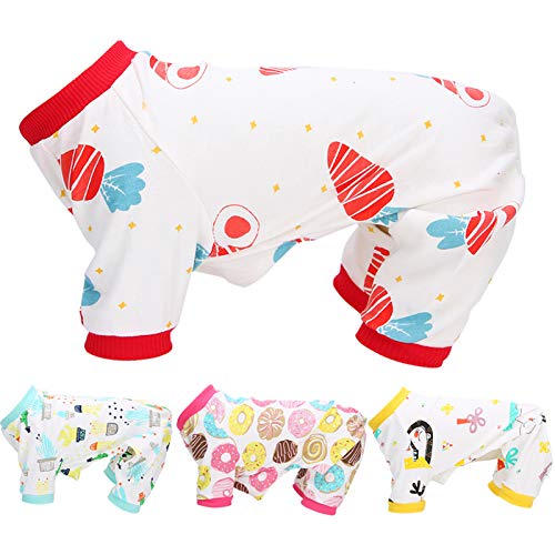 4-teiliger Hunde-Pyjama, Welpen-Bodysuit, weiche Hunde-Haustier-Kleidung, Hunde-Overall-Jammies, süße Frühlings-Sommer-Hundekleidung für kleine Hunde, Mädchen, Jungen, Chihuahua, (M) von NestNiche