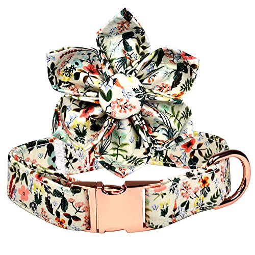 Hundehalsband mit Blumen- und Blattbürsten, abnehmbare Fliege, verstellbares Halsband für kleine, mittelgroße und große Hunde. von NestTimes