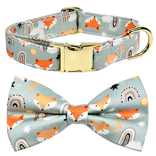 NestTimes Regenbogen- und Fuchs-Hundehalsband, Sterne, abnehmbare Fliege, verstellbares Halsband für kleine, mittelgroße und große Hunde. von NestTimes