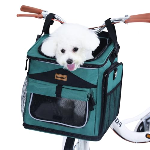 Hunde-Fahrradkorb, erweiterbarer faltbarer Hundekorb für Fahrrad, weiche Seiten, Hundefahrradtrage, Haustier-Reisetasche, Fahrrad-Hundetragetasche, Rucksackträger sicher und einfach für kleine, von Nestful