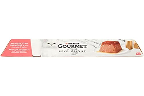 Purina Gourmet Revelations Mousse für Katzen mit Lachs und Wasserfall Soße, Multipack 4 x 57g von Nestlè Purina