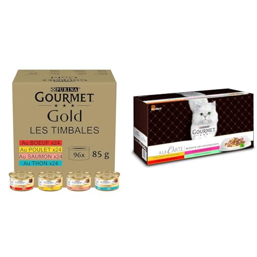 Nestle Nestle PURINA Gourmet Gold Raffiniertes Ragout Katzenfutter nass & Gourmet Gourmet PURINA Gourmet A la Carte Katzenfutter nass, Sorten-Mix, 60er Pack (60 x 85g) von Nestle