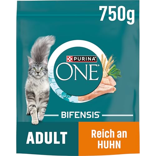 PURINA ONE BIFENSIS Adult Katzenfutter trocken, reich an Huhn, 6er Pack (6 x 750g) von PURINA ONE