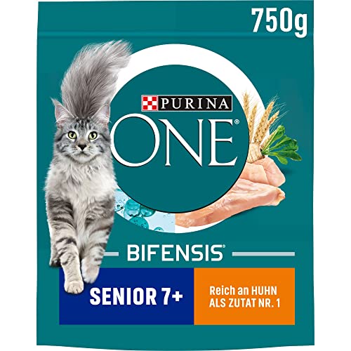 Nestle PURINA ONE BIFENSIS Senior 7+ Katzenfutter trocken, reich an Huhn, 6er Pack (6 x 750g) von ONE