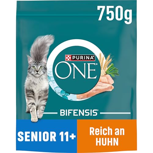 PURINA ONE BIFENSIS Senior 11+ Katzenfutter trocken, reich an Huhn, 6er Pack (6 x 750g) von Nestle