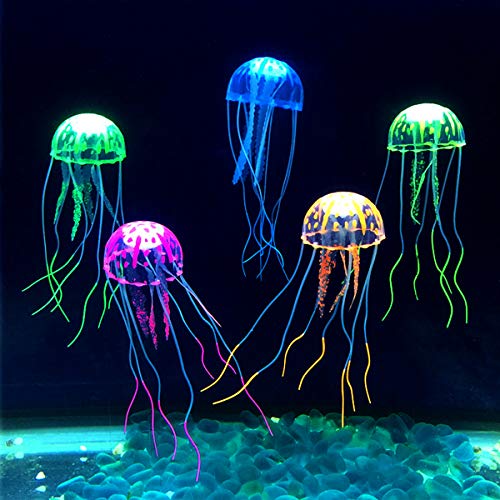 Netspower Aquarium Dekoration Künstliche Quallen, 6 Stück Leuchtende Quallen als Dekoration Glühende Deko aus Silikon für Aquarium Fisch Tank Ornament von Netspower