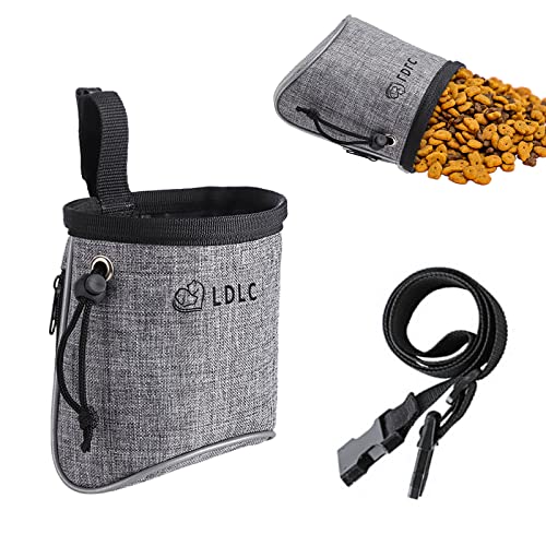 NeuWee Hundeleckerli-Tasche, Praktischer Futterbeutel für das Hundetraining, Multifunktionale Bauchtasche für das Hundetraining mit Kotbeutelspender und Verstellbarem Bund (grau) von NeuWee