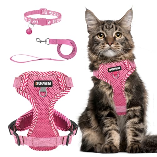 NeuWook Katzengeschirr mit Leine, Fluchtsicheres Kätzchengeschirr Verstellbares Katzenwestengeschirr mit Reflexstreifen, Katzengeschirr Kleine Katze mit Reflexstreifen für Katzen Kitten (Rosa, XL) von NeuWook