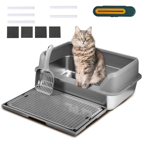 Edelstahl Katzenklo Katzentoilette aus Lnoxydbarem Stahl, Katzentoilette Edelstahl 17.5L Große Kapazität Auslaufsicher Gegen Verschüttungen Katzenklo mit Schaufel und Lufterfrischerbox Edelstahl Katzenklo Katzentoilette aus Lnoxydbarem Stahl, Katzentoilette Edelstahl 17.5L Große Kapazität Auslaufsicher Gegen Verschüttungen Katzenklo mit Schaufel und Lufterfrischerbox von Neulriscn