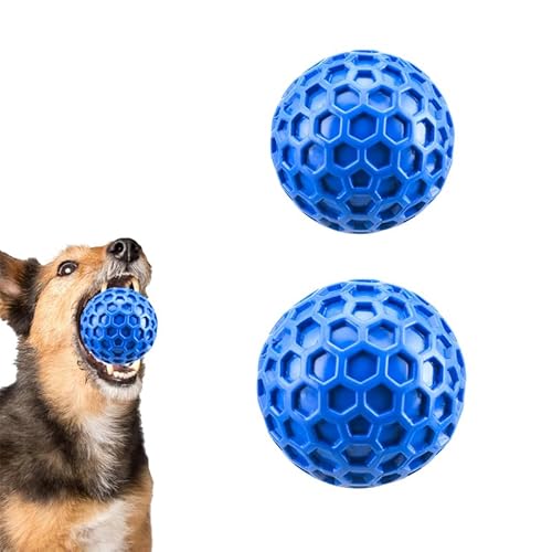 Neuytiky 2 Stück Hundeball,Hundespielzeug Ball, Unzerstörbar Hundespielzeug Ball aus Naturkautschuk, Quietschend Interaktives Kauspielzeug,Squeaky Dog Balls,Ø 5.5cm und 6.5cm (Blau) von Neuytiky