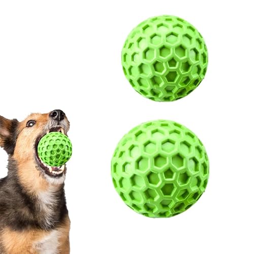 Neuytiky 2 Stück Hundeball,Hundespielzeug Ball, Unzerstörbar Hundespielzeug Ball aus Naturkautschuk, Quietschend Interaktives Kauspielzeug,Squeaky Dog Balls,Ø 5.5cm und 6.5cm (Grün) von Neuytiky