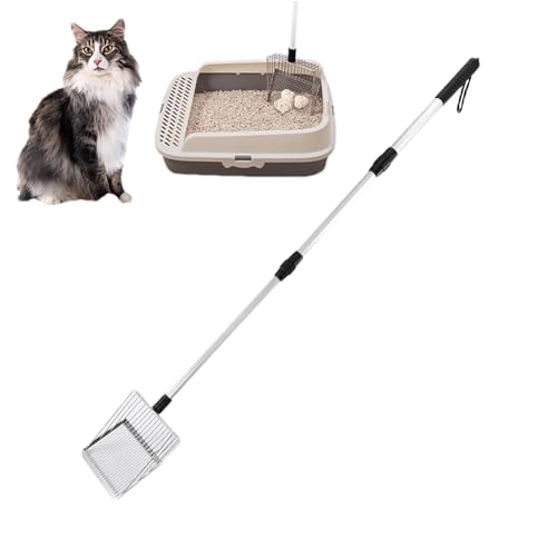 Katzenstreu Langleiter Griff Koper - Edelstahl -Metallabfallentfernungswerkzeug, Große Kapazitätsstreu Sifter | Cat-Tablett-Abfallreiniger, Hühnermistentsorgungswerkzeug, Strandsandschaber, Easy-Grip- von NevPuose