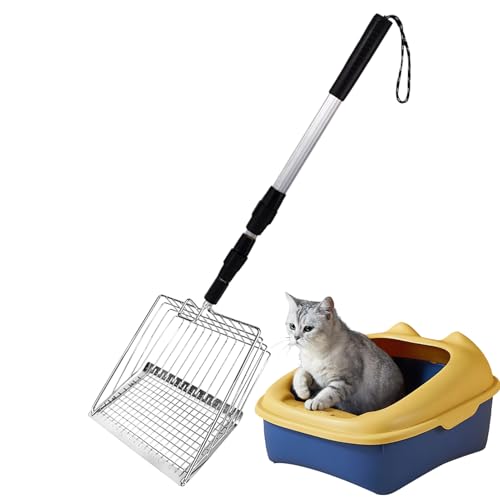 Katzenstreu Sifter Scoop - Langgriff Poop Schaufel, Einziehbares Abfallreiniger Werkzeug | Hühnermantelreinigungsschaufel, Tierabfallabscheider, Bequeme Griffschaufel, Reinigungsausrüstung Im Freien, von NevPuose