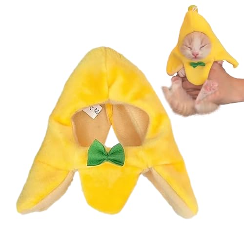 Kitten Headwear Hut - Tierthema Pet Cosplay Cap, Katzenbananenkappe | Niedliche Katzenbekleidung Halloween Accessoire, Neuheit Fruit Haustierhut für Kätzchen Welpen, Katzenpartykostümhut, Foto -Requis von NevPuose