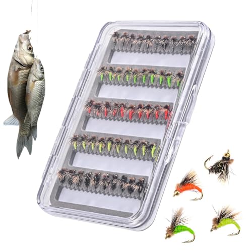 NevPuose Fischerköderset, Fliegenfischköder,50x künstliche Fischköder mit Aufbewahrungsbox | Forellen -Schablone, Fliegenhaken für Süßwasser und Salzwasser, Freizeitaktivitätsvorräte NevPuose Fischerköderset, Fliegenfischköder,50x künstliche Fischköder mit Aufbewahrungsbox | Forellen -Schablone, Fliegenhaken für Süßwasser und Salzwasser, Freizeitaktivitätsvorräte von NevPuose