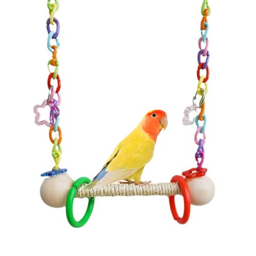 Papageienschwungspielzeug - Seilbarsch, Käfigbügel | Lebendiger -Stand, schwingende Vogelplattform, vielfarbiges Trainingszubehör mit Holzperlen für Finknutzungspotential in der Visuiar-Lebensra Papageienschwungspielzeug - Seilbarsch, Käfigbügel | Lebendiger -Stand, schwingende Vogelplattform, vielfarbiges Trainingszubehör mit Holzperlen für Finknutzungspotential in der Visuiar-Lebensra von NevPuose
