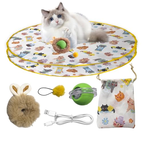 Nevalerra Interaktiver Katzenspielzeugball für Hauskatzen, rollender Ball in Spielmatte | Katzen-Versteck-Übungsspielzeug,Automatisches Katzenspielzeug für Hauskatzen/Kätzchen/Hunde Nevalerra Interaktiver Katzenspielzeugball für Hauskatzen, rollender Ball in Spielmatte | Katzen-Versteck-Übungsspielzeug,Automatisches Katzenspielzeug für Hauskatzen/Kätzchen/Hunde von Nevalerra