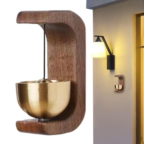 Nevalerra Türklingel aus Holz, Türklingel aus Holz | Magnetische dekorative Türklingel - Kleine Messing-Türklingel für Eisentüren, Restaurant, leichte Türklingel für den Innenbereich von Nevalerra