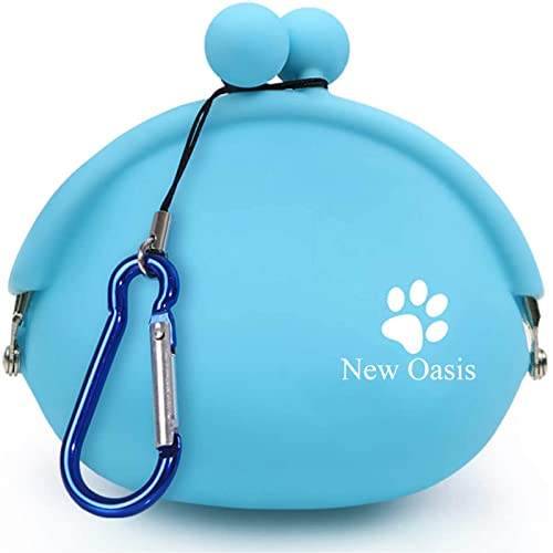 New Oasis Leckerli-Tasche für Hunde, Silikon, wiederverwendbar, kleine Hunde, Snack-Tasche, Münztasche, Schlüsseletui, Silikon-Münztasche, Hundebeutel (blau) von New Oasis