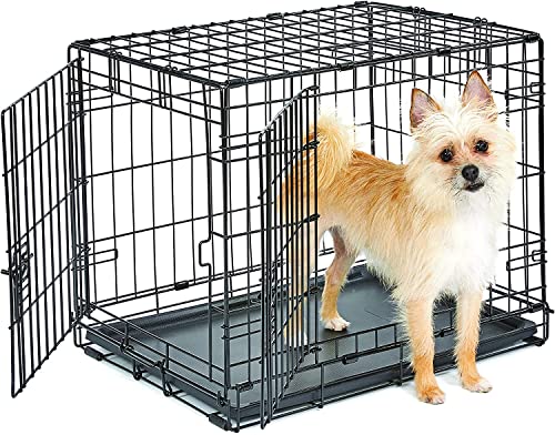 New World B24 Hundebox, mit Doppeltür, 61 cm, für kleine Hunderassen, mit auslaufsicherer Bodenwanne, Bodenschutzfüßen und patentierten Funktionen von New World