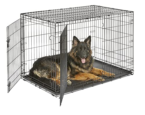 New World B48DD Hundebox, mit Doppeltür, 122 cm, für kleine Hunderassen, mit auslaufsicherer Bodenwanne, Bodenschutzfüßen und patentierten Funktionen von New World