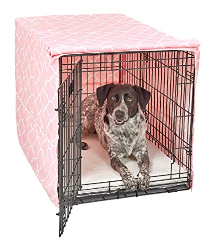 New World BCVR-36PKT Hundebox-Abdeckung, Stoff mit Teflonschutz, für alle 91 cm langen Hundeboxen von New World und MidWest Homes for Pets, rosa Designer-Muster von New World