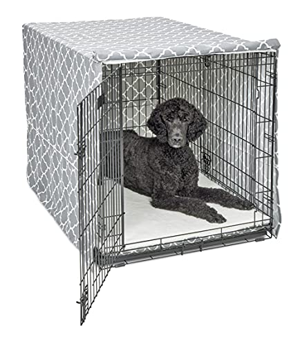 New World BCVR-48GYT Hundebox-Abdeckung, Stoff mit Teflonschutz, für alle 122 cm langen Hundeboxen von New World und MidWest Homes for Pets, hellgraues Designer-Muster von New World